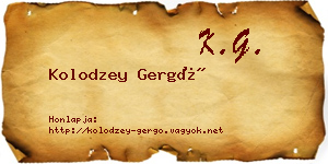 Kolodzey Gergő névjegykártya